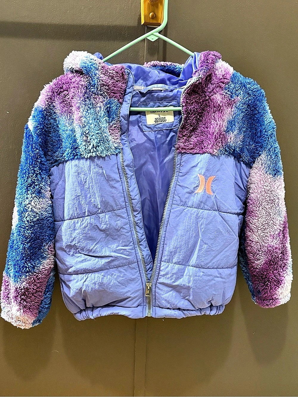 Hurley Kids Color Block Puffer Jacket Purple & Blue